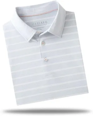 M MAELREG Men's Golf Shirts Moisture Wicking Dry Fit Lightweight Performance Short Sleeve Jacquard Striped Polo Shirts