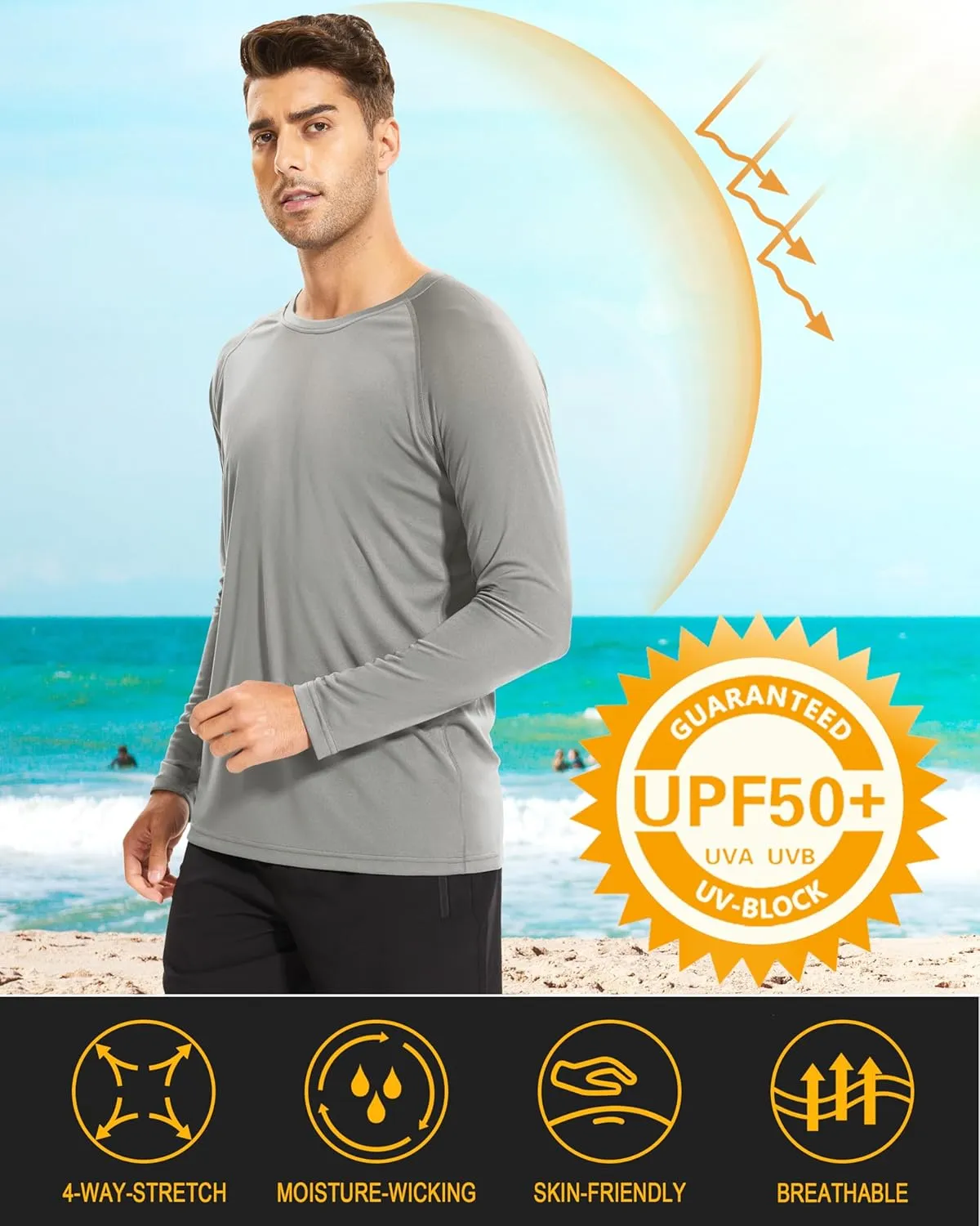 MAGCOMSEN Men's Long Sleeve Shirts UPF 50  UV Sun Protection Athletic Shirts for Hiking Running Workout Rash Guard