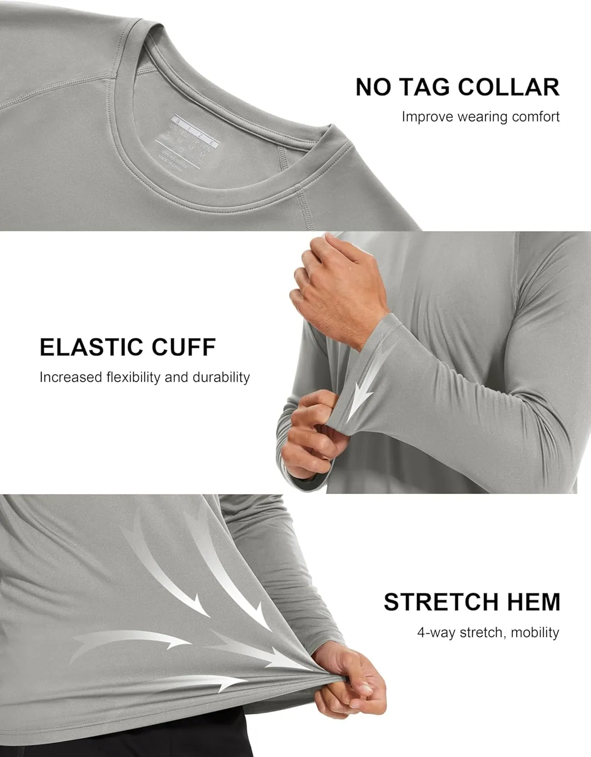 MAGCOMSEN Men's Long Sleeve Shirts UPF 50  UV Sun Protection Athletic Shirts for Hiking Running Workout Rash Guard