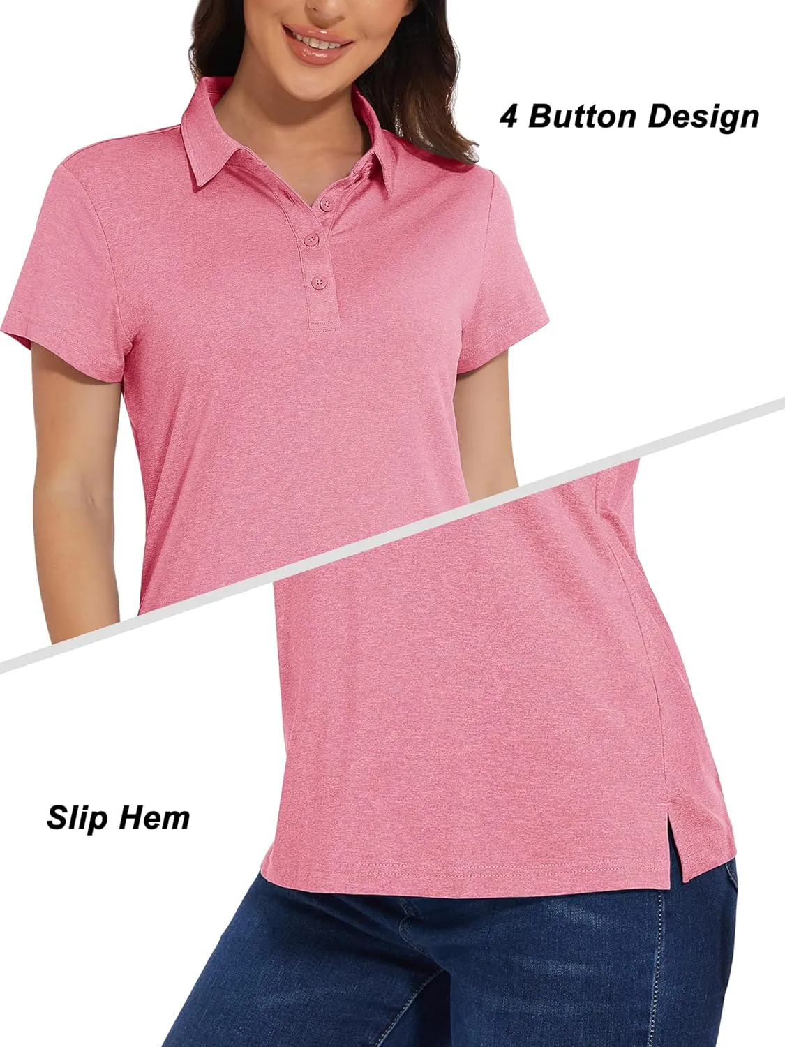 MAGCOMSEN Women's Golf Polo T-Shirts Short Sleeve UPF 50  Quick Dry Polo Collared Shirts Lightweight Athletic Sports Shirt