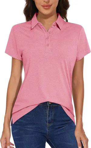 MAGCOMSEN Women's Golf Polo T-Shirts Short Sleeve UPF 50  Quick Dry Polo Collared Shirts Lightweight Athletic Sports Shirt