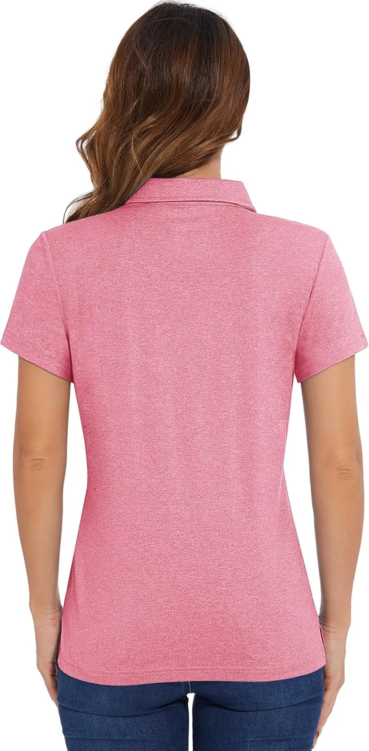 MAGCOMSEN Women's Golf Polo T-Shirts Short Sleeve UPF 50  Quick Dry Polo Collared Shirts Lightweight Athletic Sports Shirt