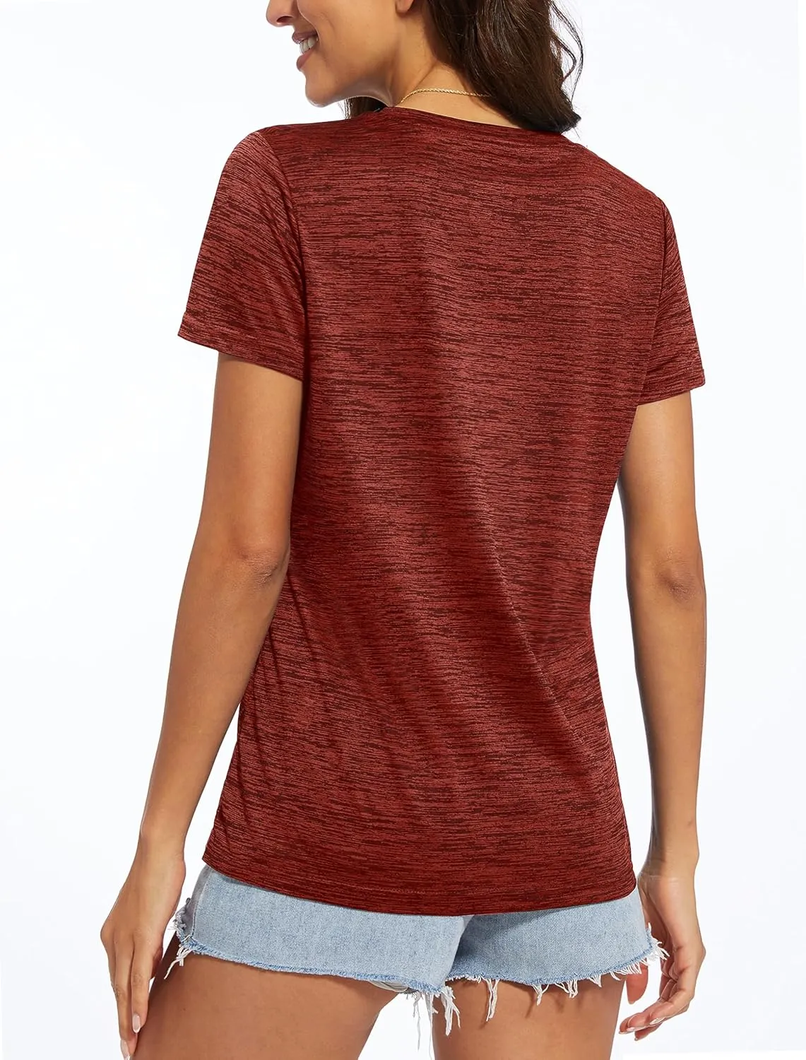 MAGCOMSEN Women's V Neck Workout Shirts Short Sleeve Moisture Wicking Yoga T-Shirts Quick Dry Athletic Tops