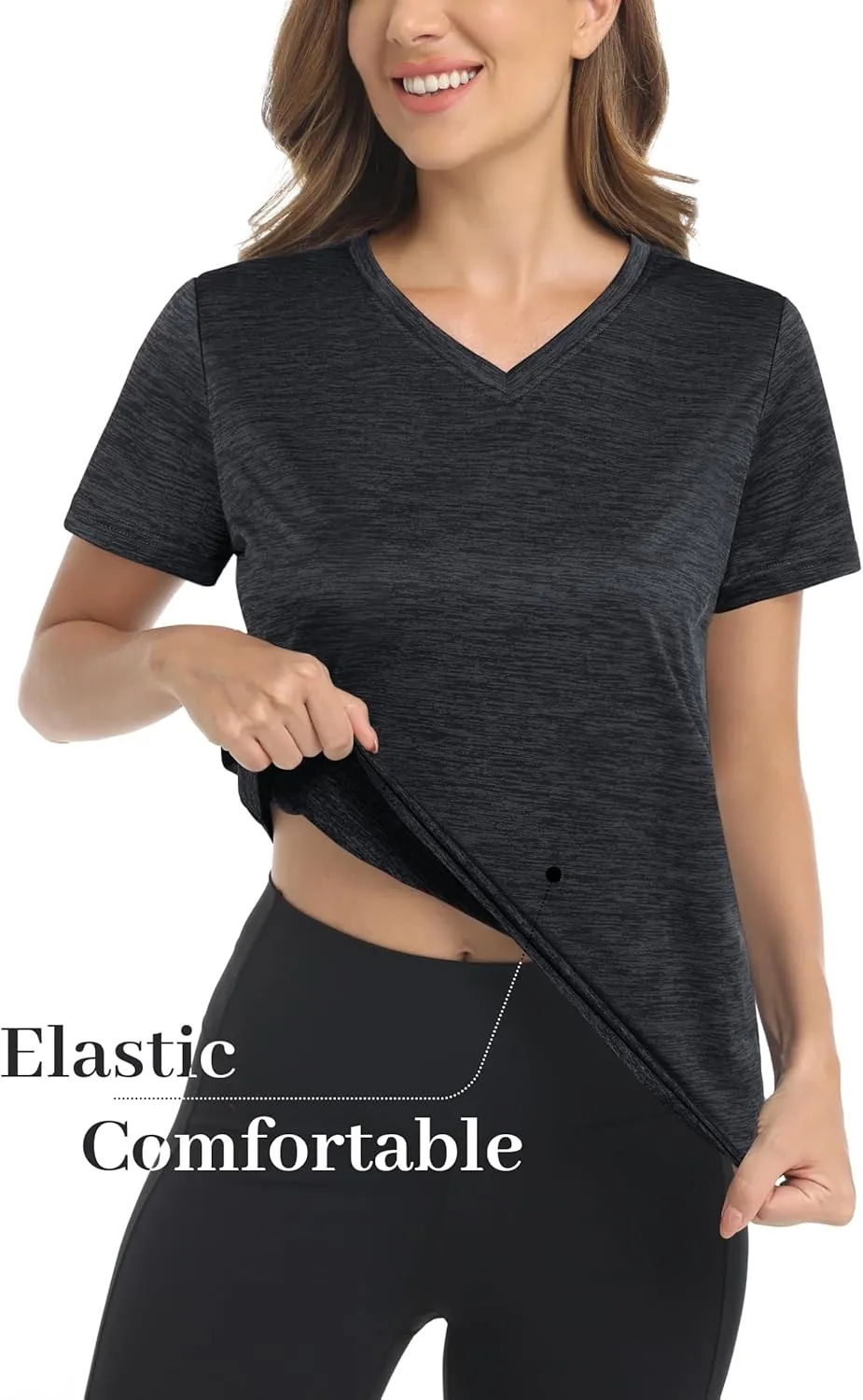 MAGCOMSEN Women's V Neck Workout Shirts Short Sleeve Moisture Wicking Yoga T-Shirts Quick Dry Athletic Tops