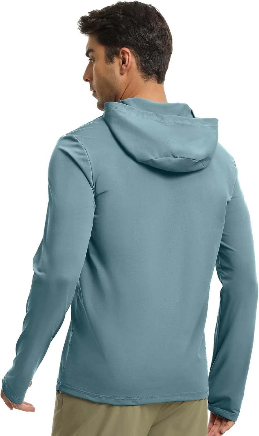 Men Athletic Hoodies Long Sleeve Fishing Shirts UPF 50  Sun Protection Dry Fit Wicking Hooded Running Shirts