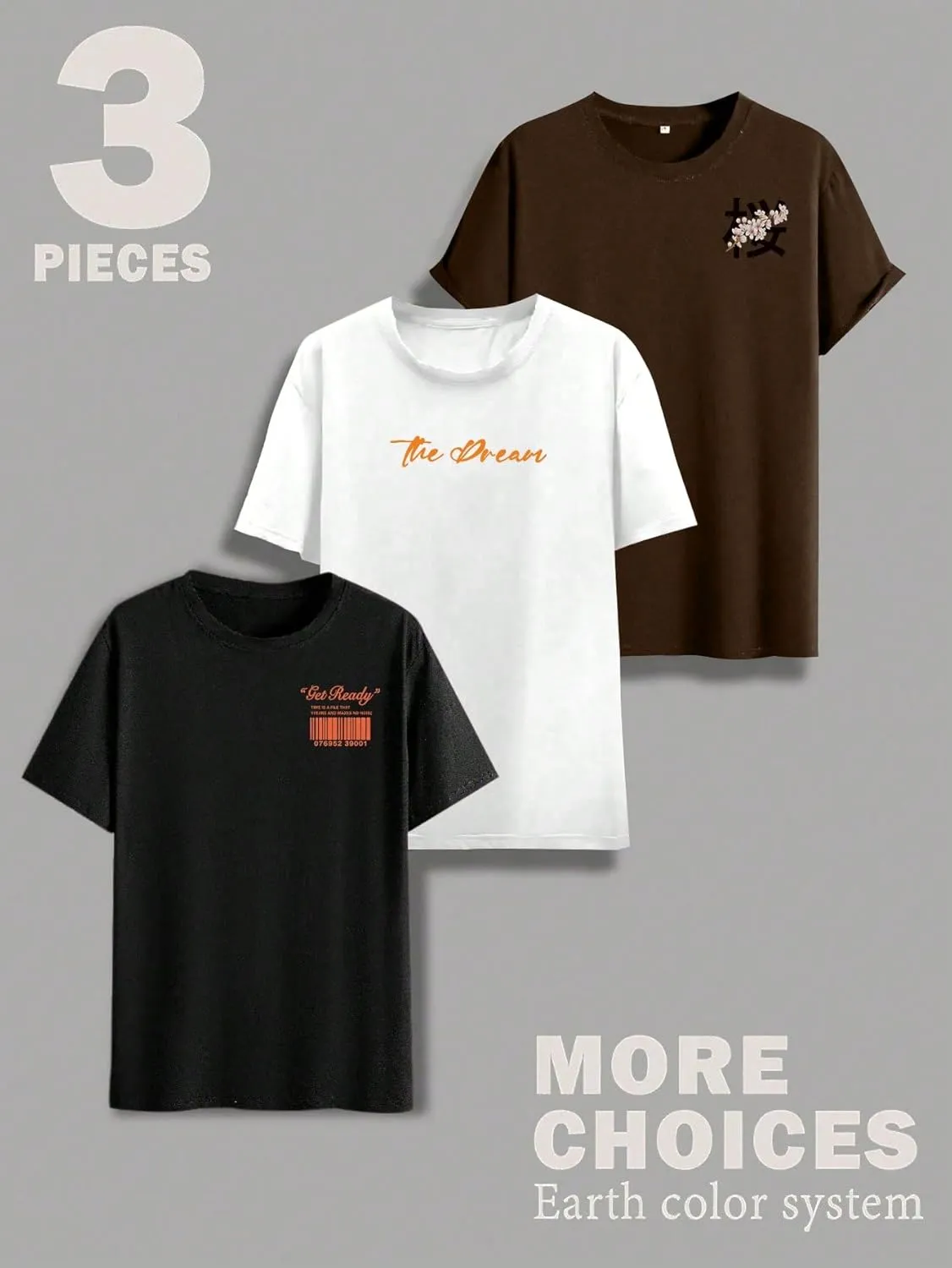 Men's 3 Pack Y2K Graphic Tees Short Sleeve Crew Neck Summer T-Shirts Top