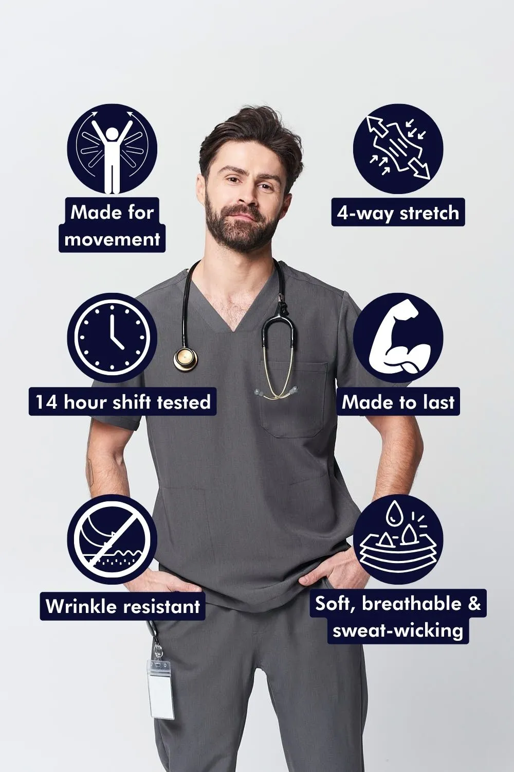 Men's 3-Pocket Scrub Top - Clearance Sale