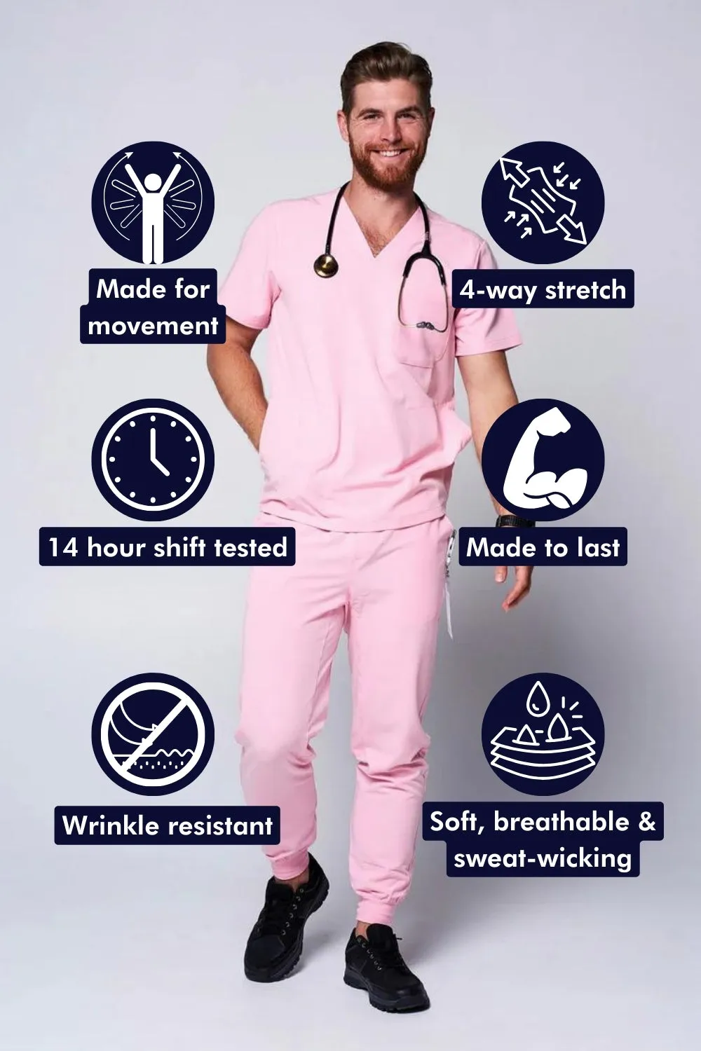 Men's 3-Pocket Scrub Top - Clearance Sale