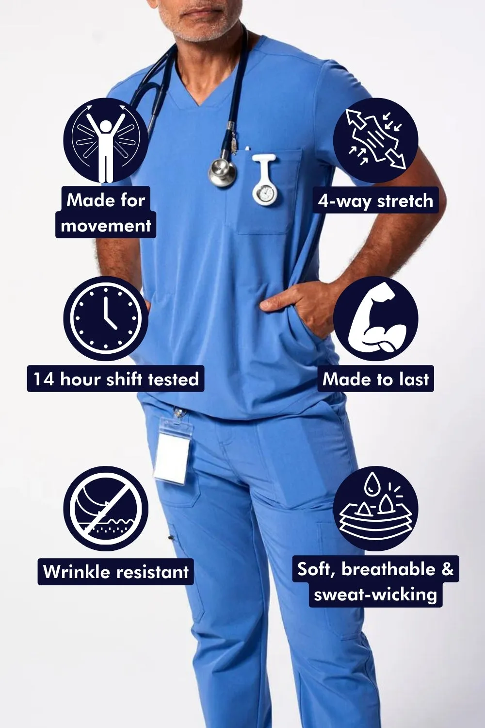 Men's 3-Pocket Scrub Top - Clearance Sale