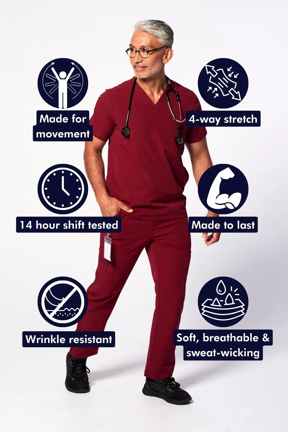 Men's 3-Pocket Scrub Top - Clearance Sale