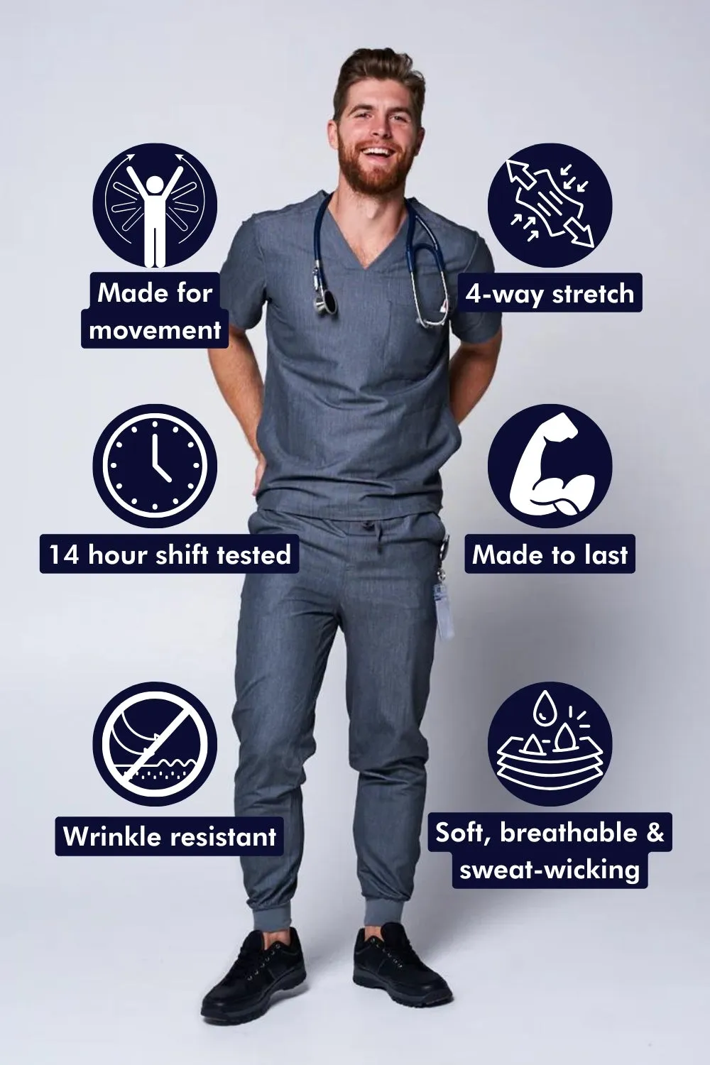 Men's 3-Pocket Scrub Top - Clearance Sale