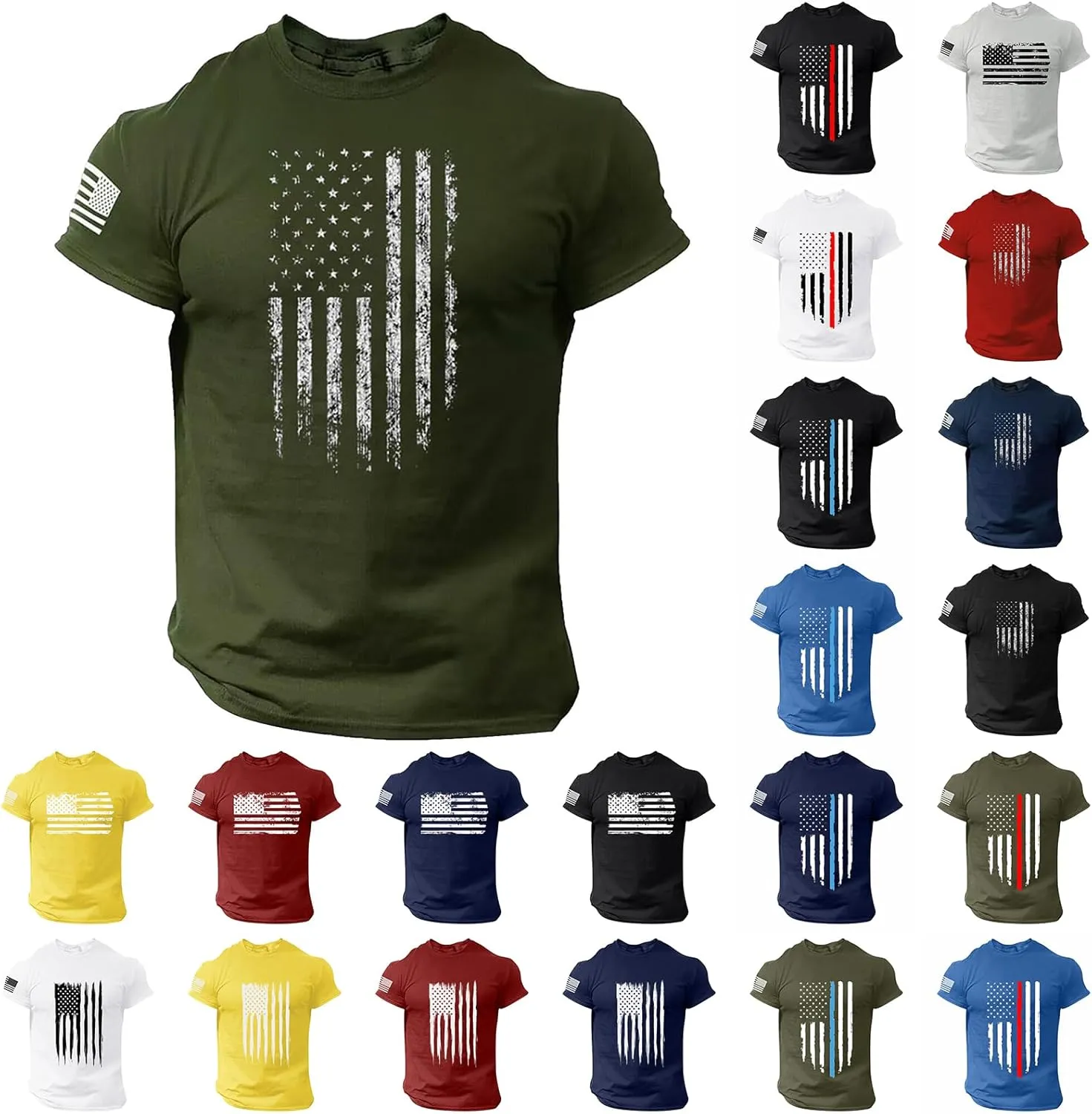 Men's American USA Flag 2025 Patriotic T-Shirts 4th of July Shirts Graphic Tees Summer Short Sleeve Workout Shirt