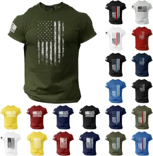 Men's American USA Flag 2025 Patriotic T-Shirts 4th of July Shirts Graphic Tees Summer Short Sleeve Workout Shirt