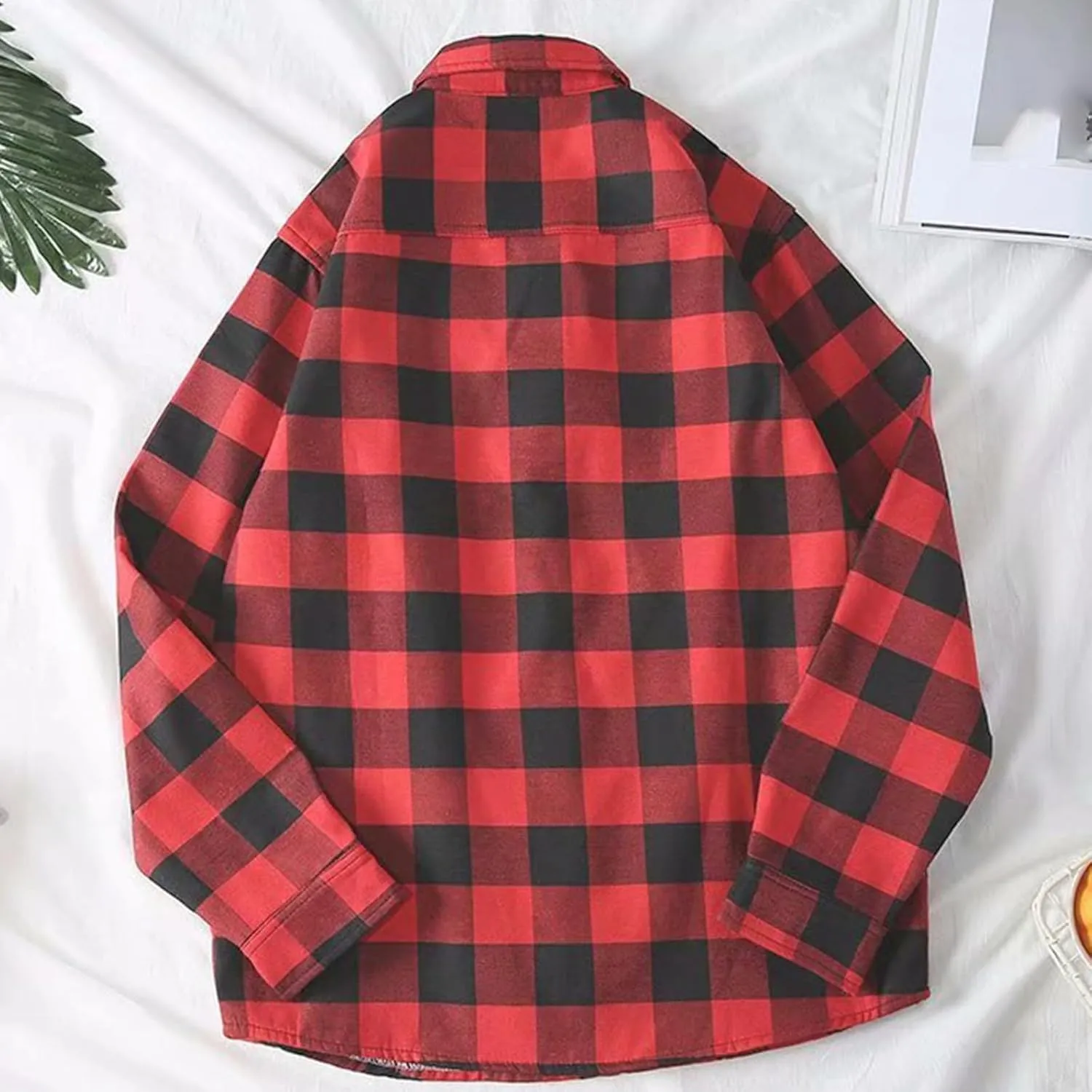 Mens Button Down Shirt Regular Fit Long Sleeve Buffalo Plaid Lapel Camp Shirts Casual Lightweight Jacket Fashion Tops