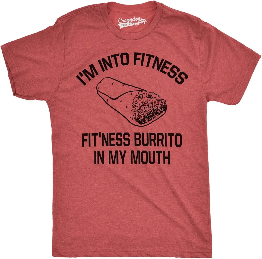 Mens Fitness Burrito Funny Gym T Shirt Sarcasm Hilarious Workout Novelty Tees