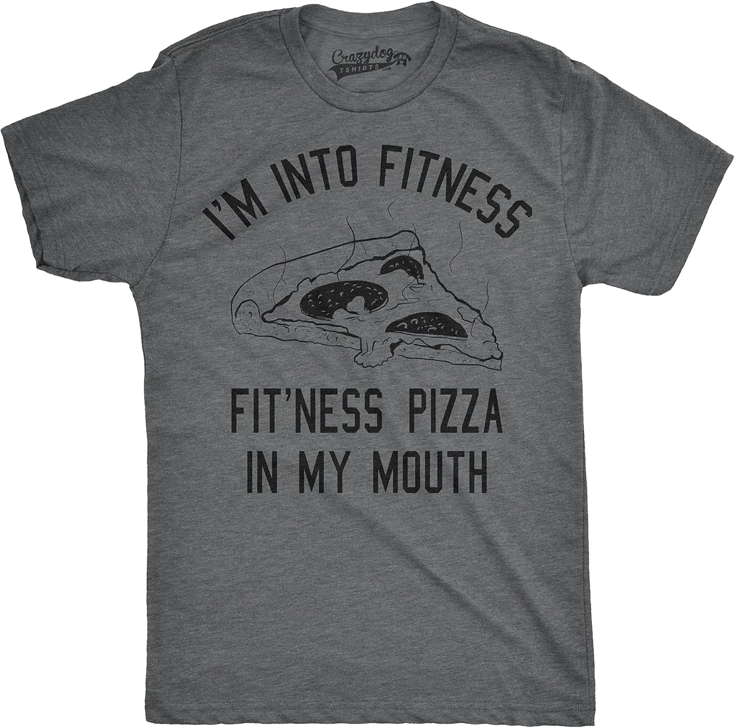 Mens Fitness Pizza in My Mouth T Shirt Funny Fitness Workout Foodie Tee for Guys