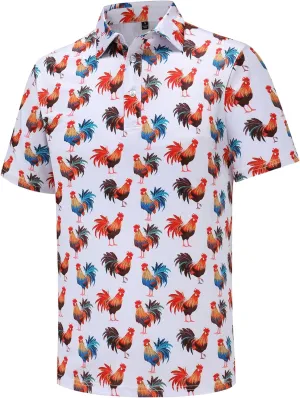 Men's Golf Polo Shirts Short Sleeve Performance Moisture Wicking Dry Fit Funny Golf Polo Shirts for Men