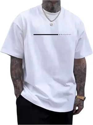 Men's Graphic Tees Letter Print Short Sleeve Crewneck Summer Causal T Shirts Streetwear