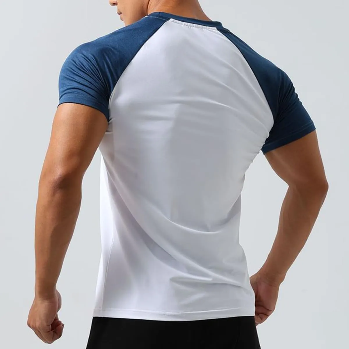 Mens Gym Muscle Short Sleeve Sweat Workout Shirts Quick Dry Stretchy Athletic T-Shirts for Men T77
