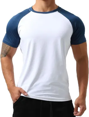 Mens Gym Muscle Short Sleeve Sweat Workout Shirts Quick Dry Stretchy Athletic T-Shirts for Men T77