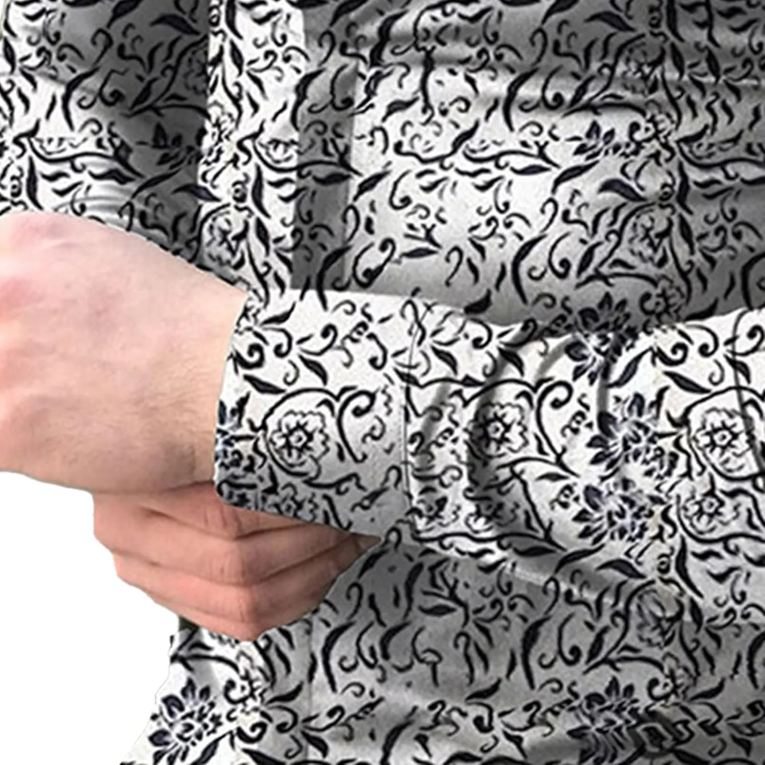 Mens Hawaiian Floral Shirts Slim Fit Long Sleeve Printed Dress Shirt Button Down Tropical Holiday Beach Shirts