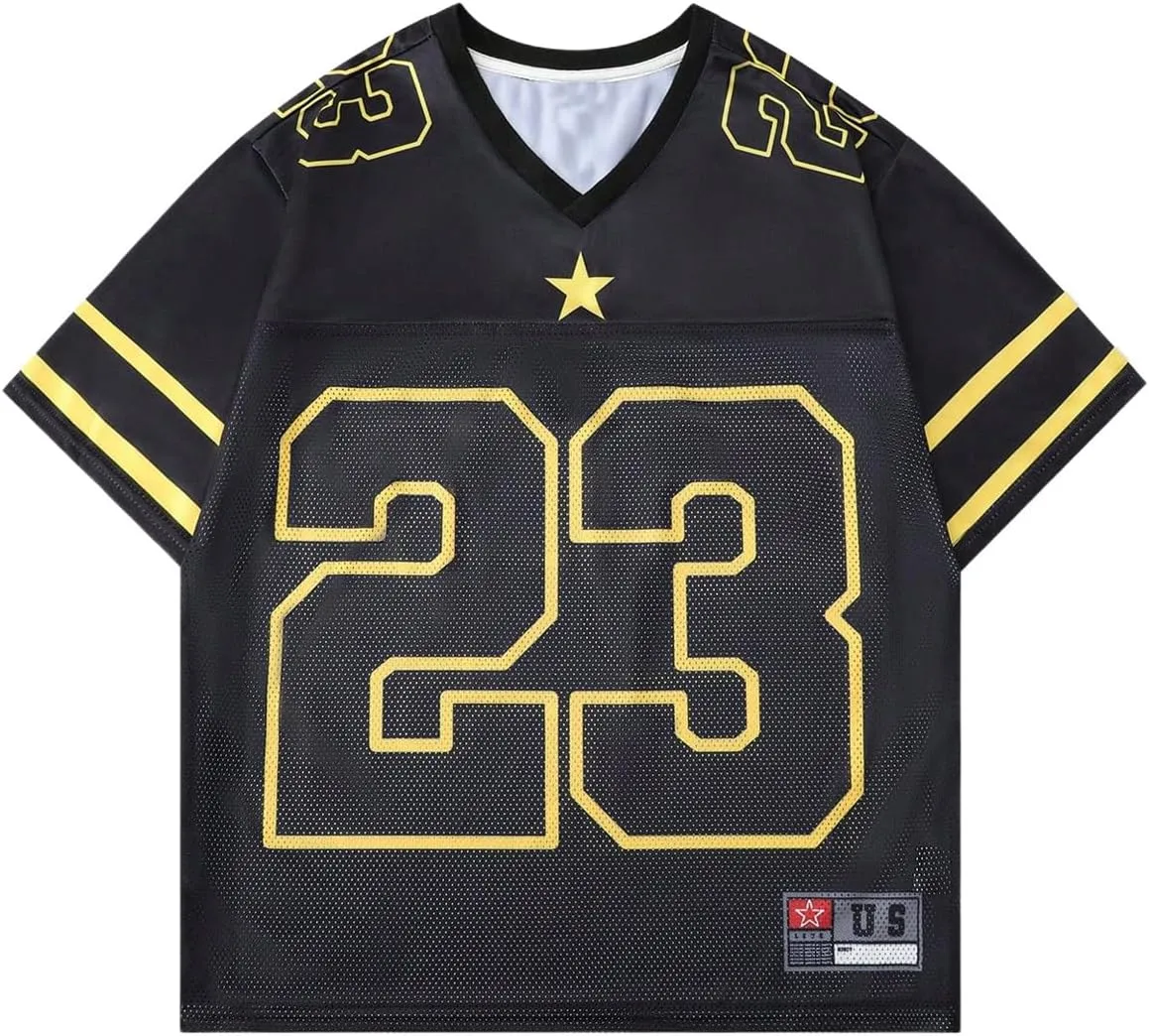 Men's Number Graphic Jersey Shirts Short Sleeve Striped Casual T Shirt Top Athletic Sports Jersey T Shirts Streetwear
