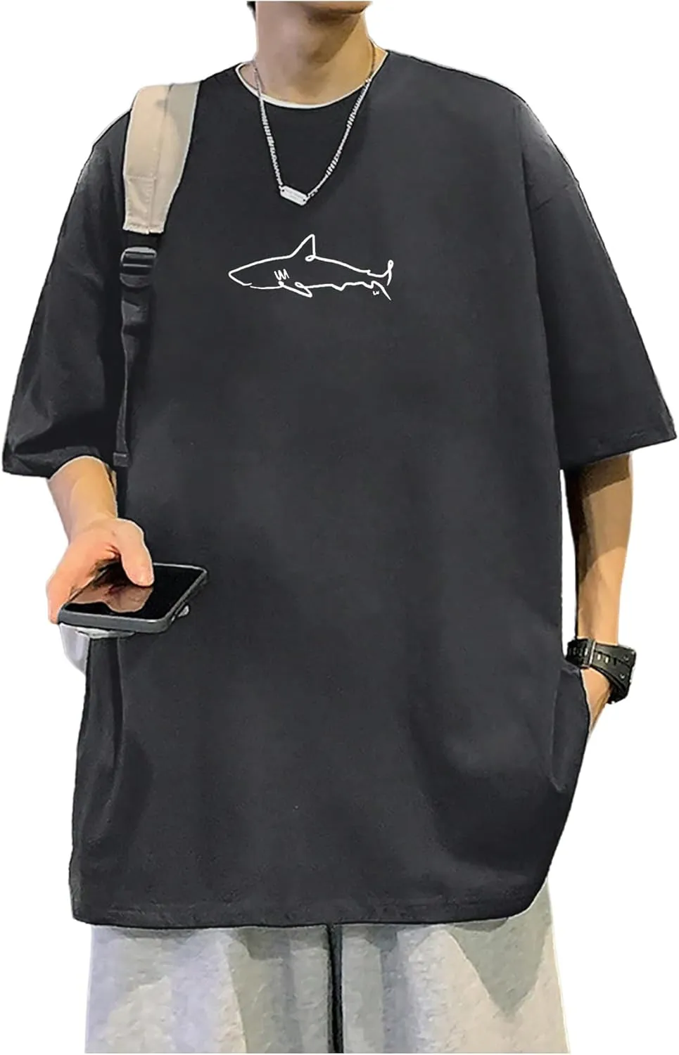 Men's Oversized Graphic Tees Half Sleeve Drop Shoulder Summer Casual T Shirt
