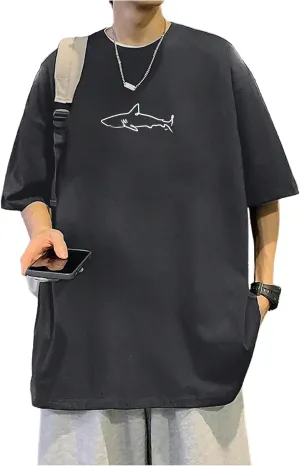 Men's Oversized Graphic Tees Half Sleeve Drop Shoulder Summer Casual T Shirt