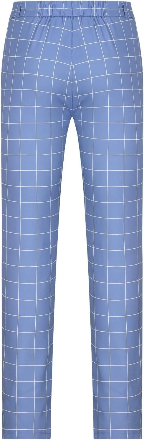 Mens Plaid Dress Pants Flat Front Slim Fit Straight Leg Chino Pants Casual Business Comfort Trouser with Pockets