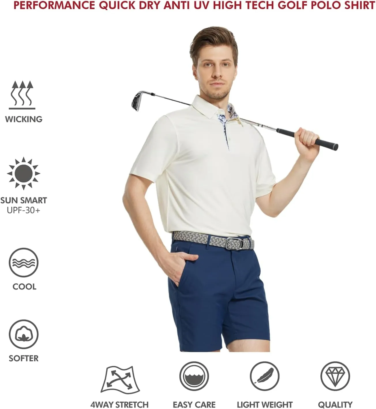 Mens Polo Shirts Short and Long Sleeve Casual Solid Stylish Dry Fit Performance Designed Collared Golf Polo Shirts for Men