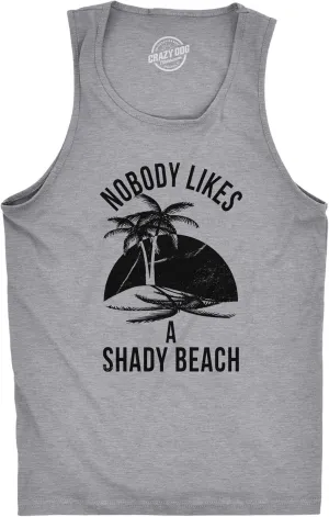 Mens Shady Beach Funny Cool Tees Sleeveless Gym Workout Novelty Fitness Tanktop