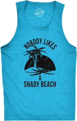 Mens Shady Beach Funny Cool Tees Sleeveless Gym Workout Novelty Fitness Tanktop