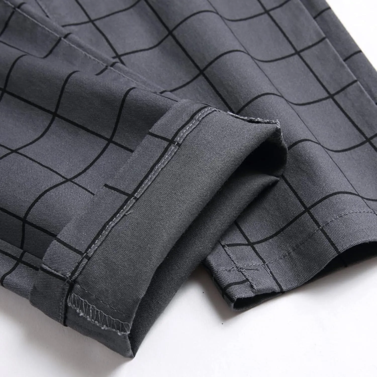 Men's Slim Fit Stretch Plaid Dress Pants Regular Fit Casual Flat-Front Skinny Pencil Pants Business Fashion Chinos Trousers