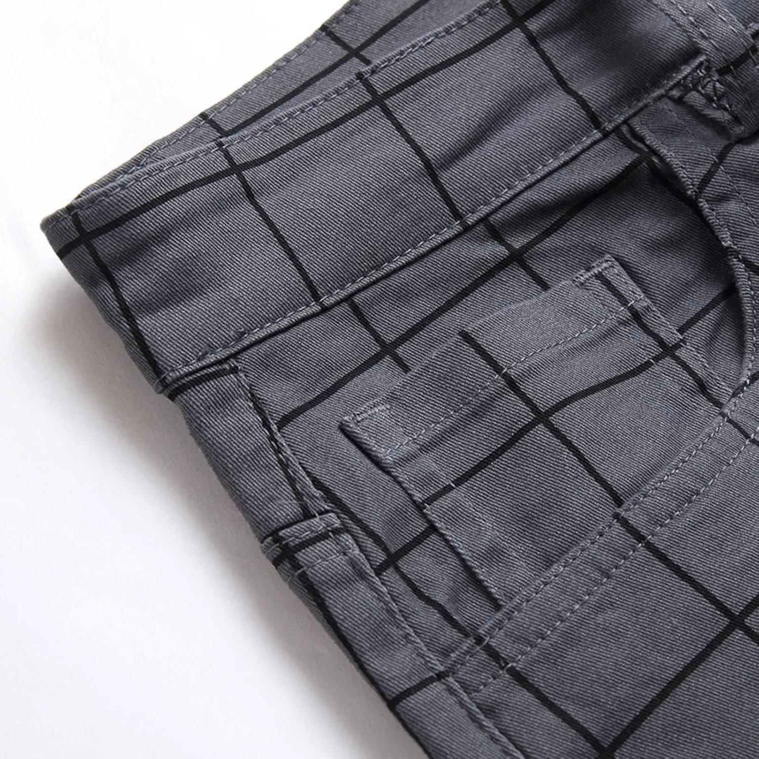 Men's Slim Fit Stretch Plaid Dress Pants Regular Fit Casual Flat-Front Skinny Pencil Pants Business Fashion Chinos Trousers