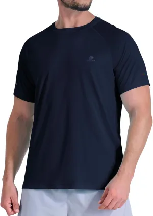 Men's Summer Short Sleeve Shirts Quick Dry Workout Lightweight T-Shirts Gym Running Swim Athletic Shirt 2025 Navy Blue M
