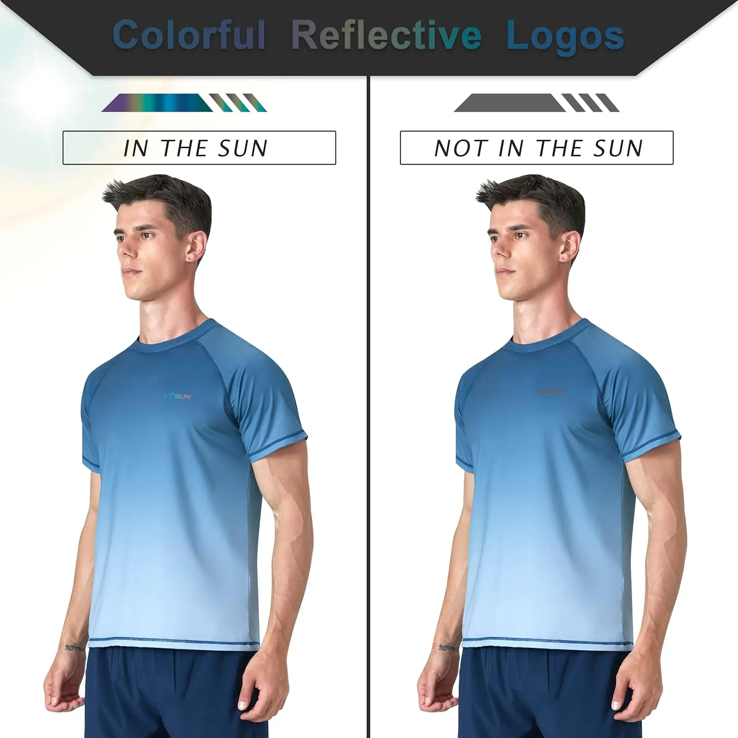 Mens Swim Shirts UPF 50  Sun Protection Quick Dry SPF Rash Guard Outdoor Beach Fishing T Shirts