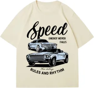Men's Vintage Car Graphic Tees Summer Short Sleeve Crew Neck Casual Oversized Tshirts