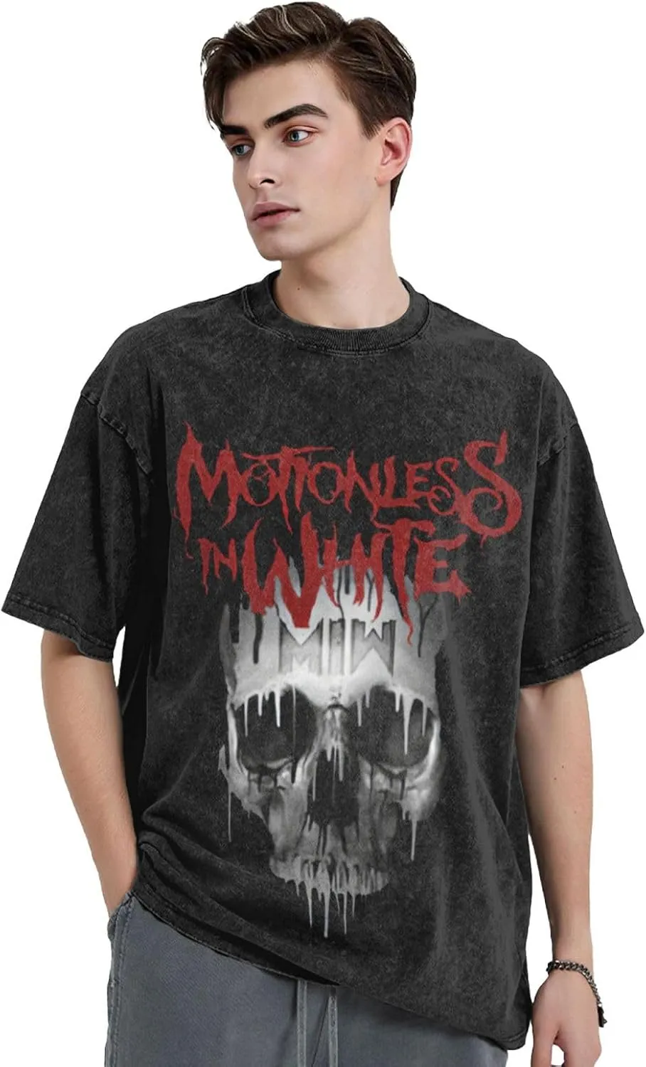 Men's Vintage Oversized Drop Shoulder Casual T Shirt Loose Wash Solid Tees Top