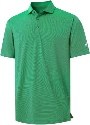 MICHEL ROUEN Golf Shirts for Men Short Sleeve Lightweight Quick Dry Pin Striped Casual Collared Polo Shirts