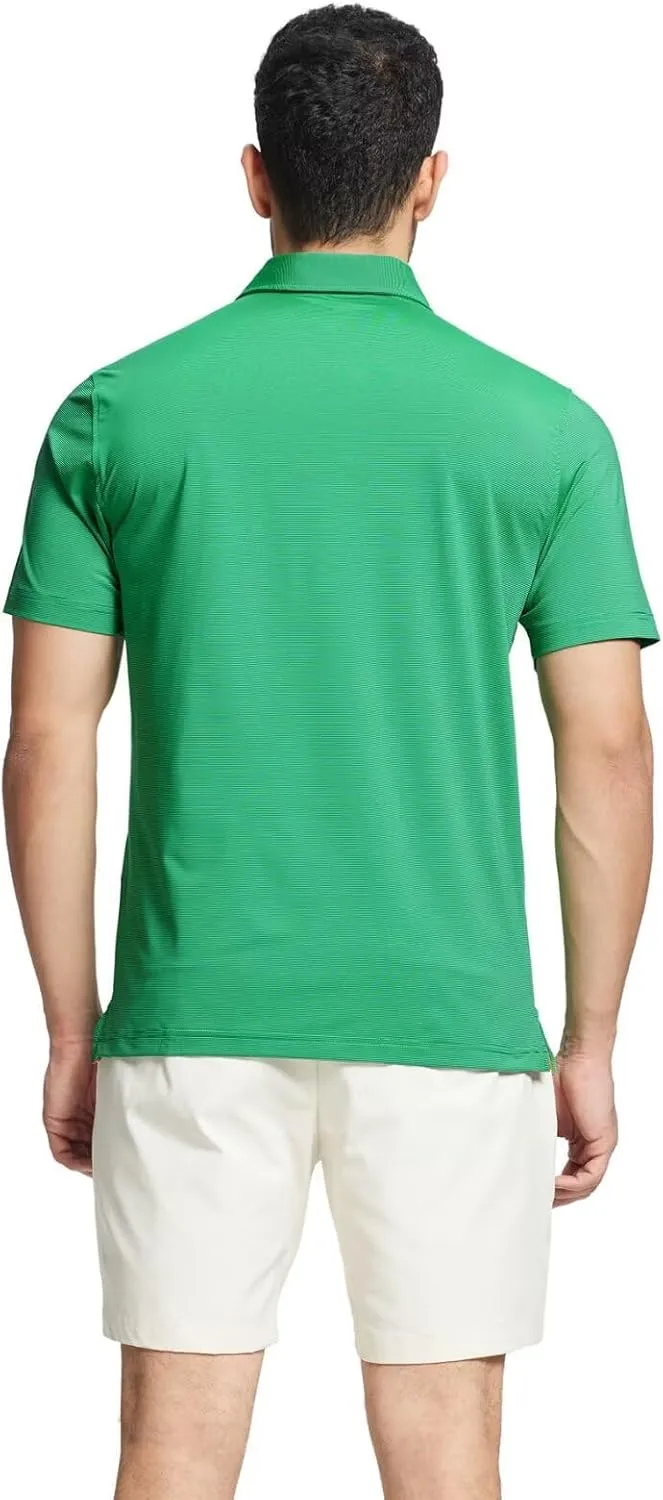MICHEL ROUEN Golf Shirts for Men Short Sleeve Lightweight Quick Dry Pin Striped Casual Collared Polo Shirts