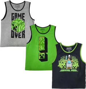 Minecraft Creepers Value 3-Pack of Youth Boy's Sleeveless Muscle Shirts