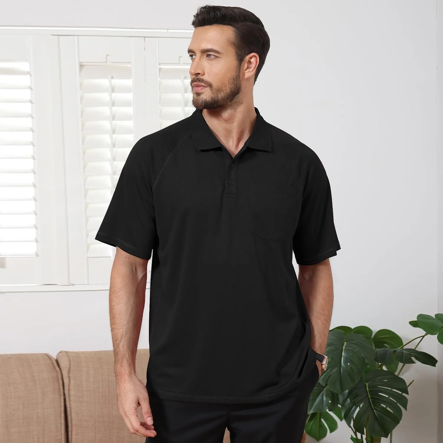 MOHEEN Men's Golf Shirts Short Sleeve Moisture Wicking Polo T-Shirts Athletic Quick Dry Fit Performance Collared UPF 50 