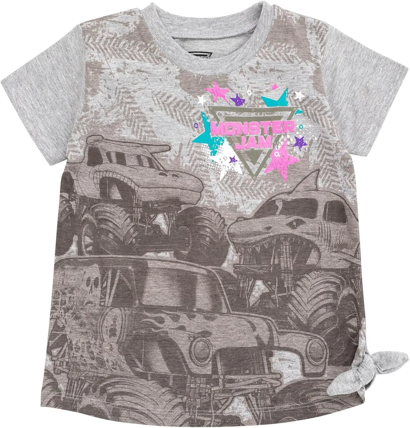 Monster Jam Girls 2 Pack T-Shirts Toddler to Big Kid Grave Digger El Toro Loco Whiplash Monster Mutt Dalmatian Megalodon