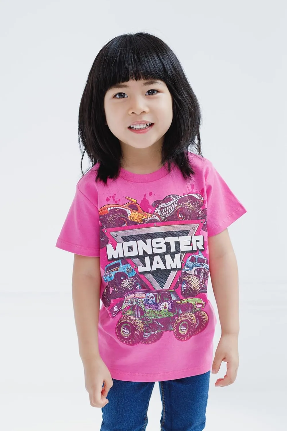 Monster Jam Girls 2 Pack T-Shirts Toddler to Big Kid Grave Digger El Toro Loco Whiplash Monster Mutt Dalmatian Megalodon