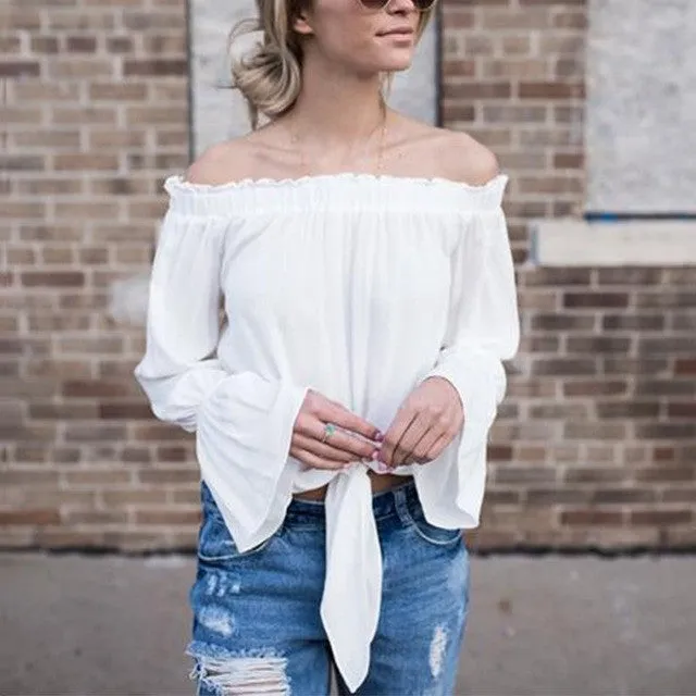 Off Shoulder Strapless Blouse  - Free Shipping!
