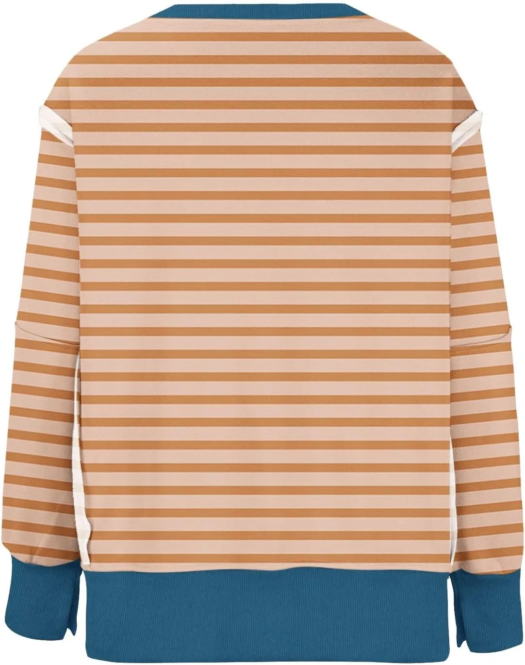 Oversized Sweatshirt for Women 2024 Long Sleeve Striped Sweatshirts Crewneck Corded Pullover Top Fall Winter Outfits