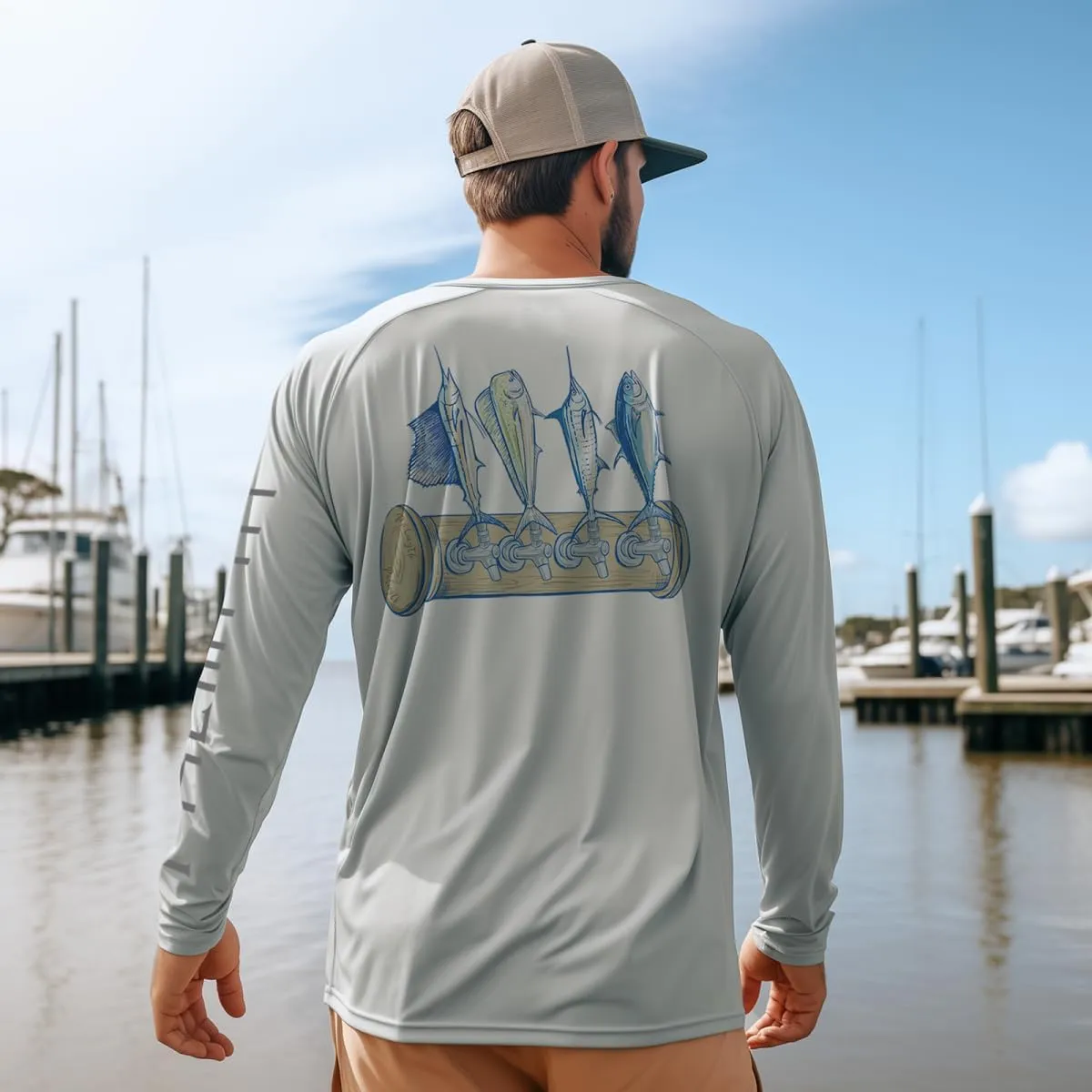 Palmyth Fishing Shirts for Men Long Sleeve Sun Protection Shirts UV UPF 50  T-Shirt Quick Dry