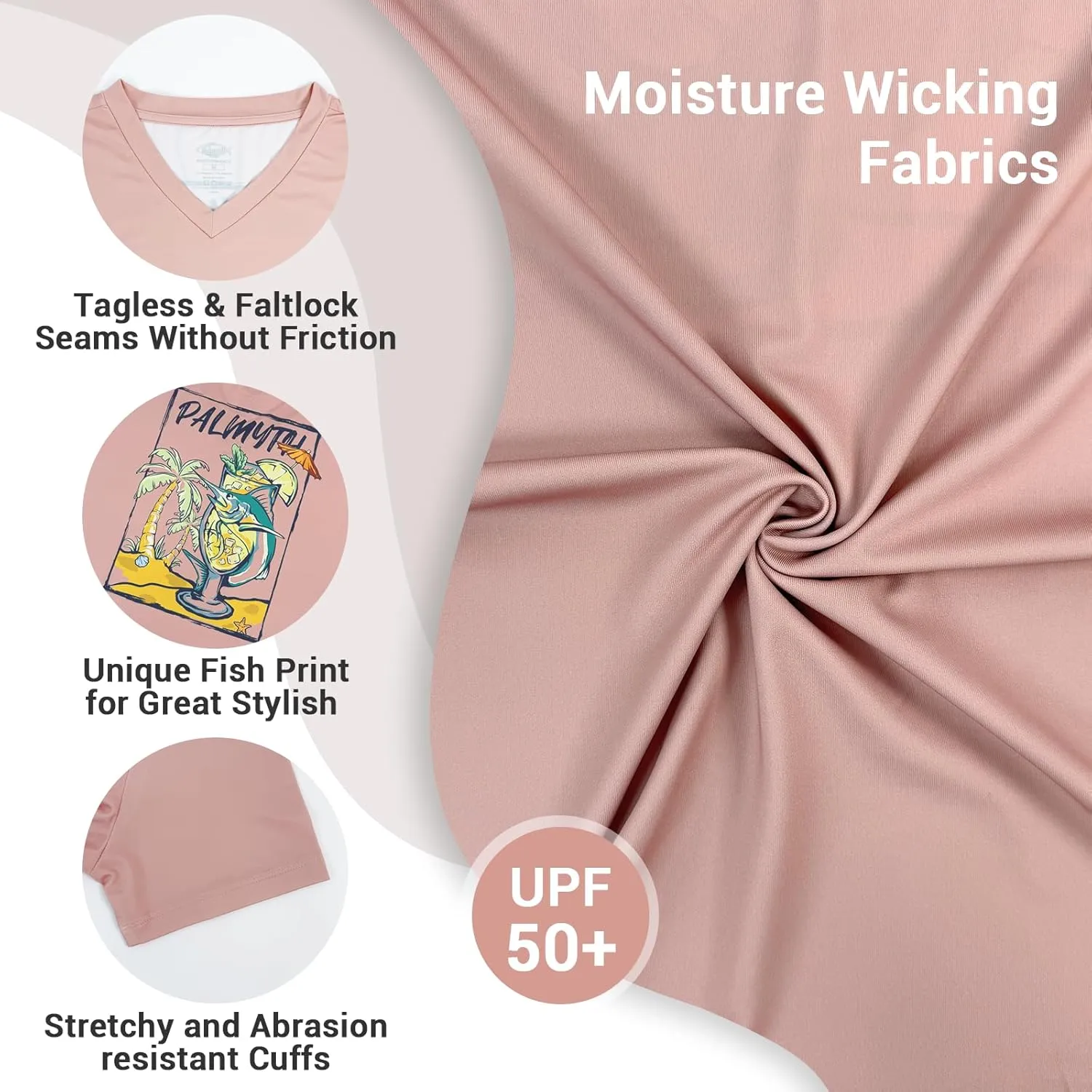 Palmyth Fishing Shirts for Women UPF 50  Sun Protection Short Sleeve Lightweight Quick-Dry T-Shirt