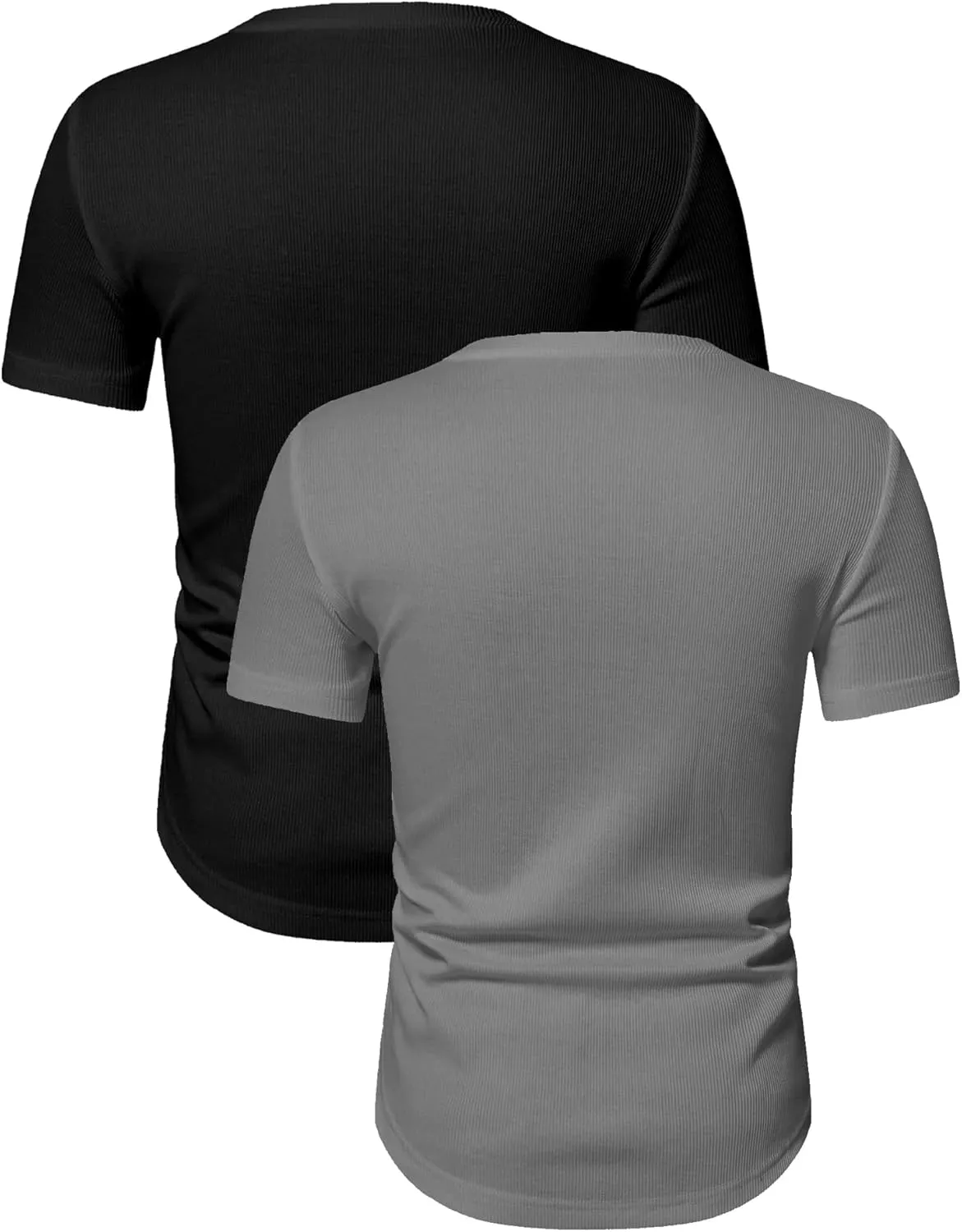 PLEPAN Mens Muscle T Shirts V Neck Short Sleeve Henley Shirt Hipster Longline Gym Workout Athletic Tee Shirts