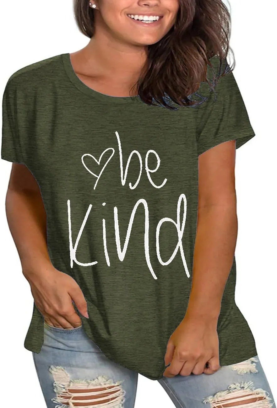 Plus Size Be Kind Shirts Womens Graphic Tees Tshirt Short Sleeve Summer Tunic Tops